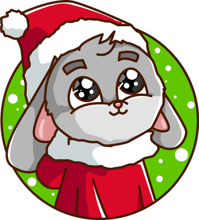 Rabbit wearing a Christmas costume  Illustration