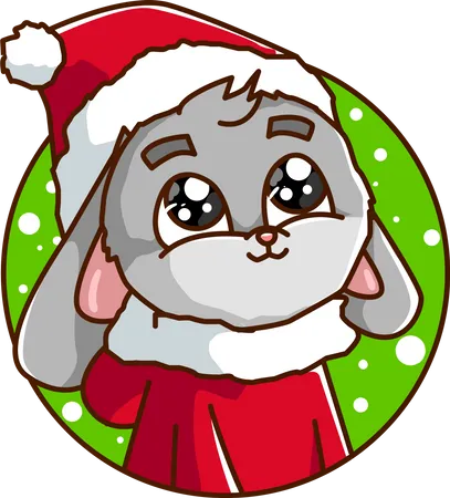 Rabbit wearing a Christmas costume  Illustration