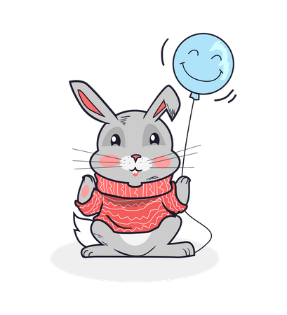 Rabbit With Balloon Illustration