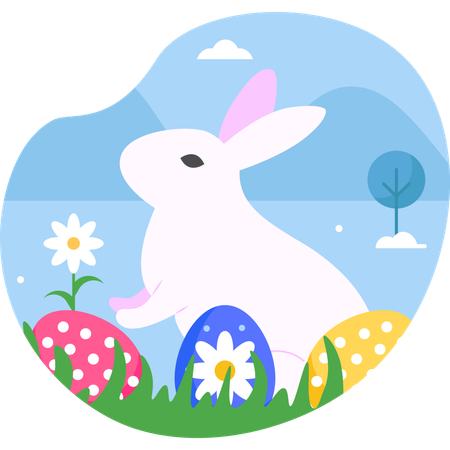 Rabbit with egg  Illustration