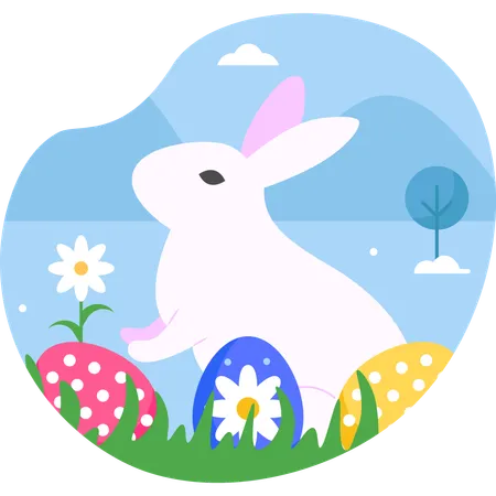 Rabbit with egg  Illustration
