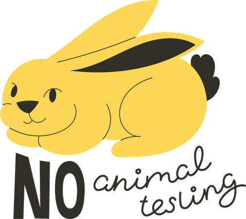 Rabbit with No Animal Testing Message  Illustration