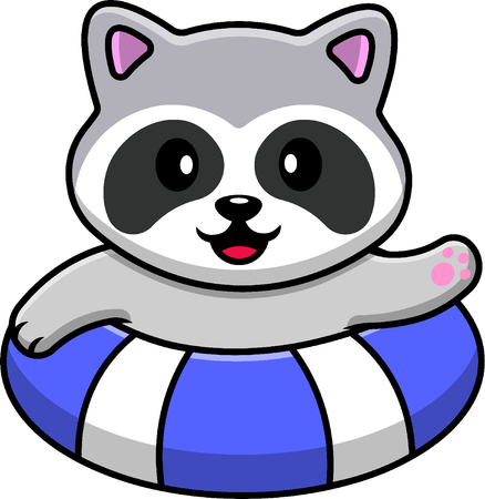Raccoon Swimming  Illustration