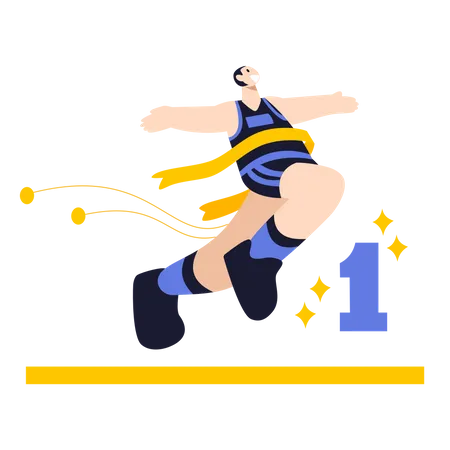 Race winner jumping Illustration
