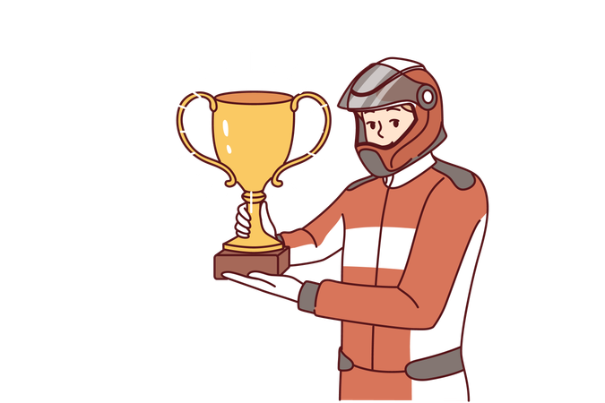 Racer man wins championship  Illustration