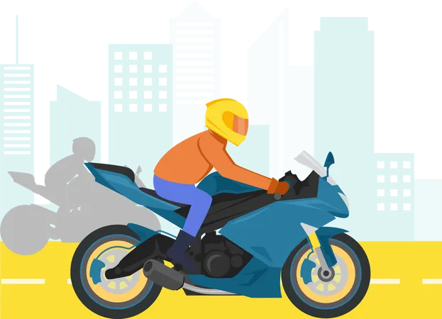 Racing Motor in the city Illustration