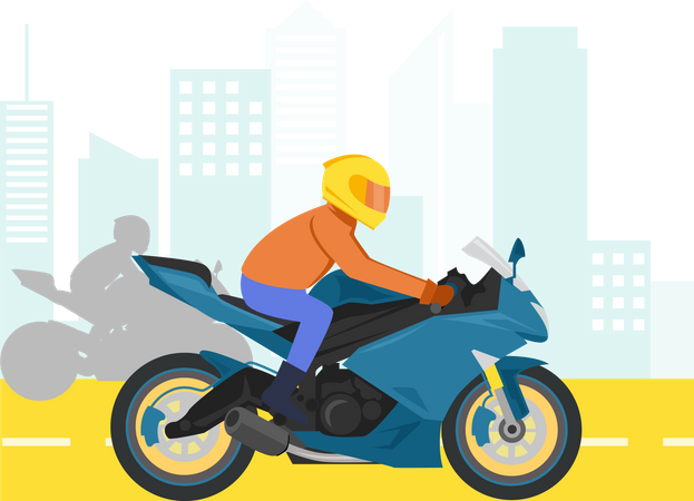 Racing Motor in the city  Illustration