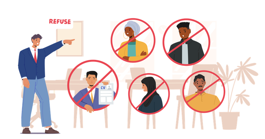 Racism And Discrimination In Workplace  Illustration