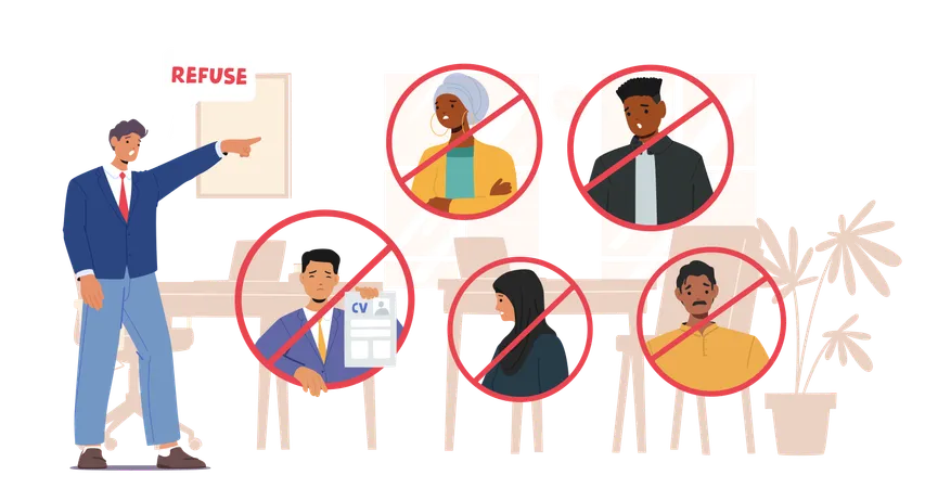 Racismo e discriminação no local de trabalho  Ilustração