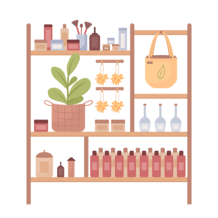 Rack avec des cosmétiques écologiques  Illustration