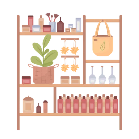 Rack avec des cosmétiques écologiques  Illustration