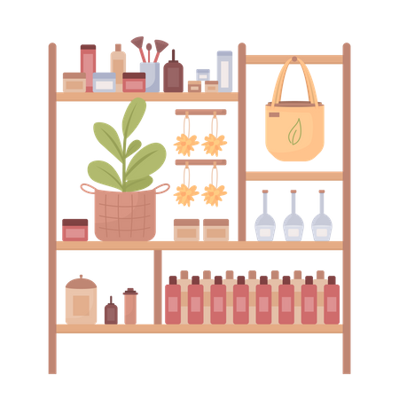 Rack with eco cosmetics  Illustration