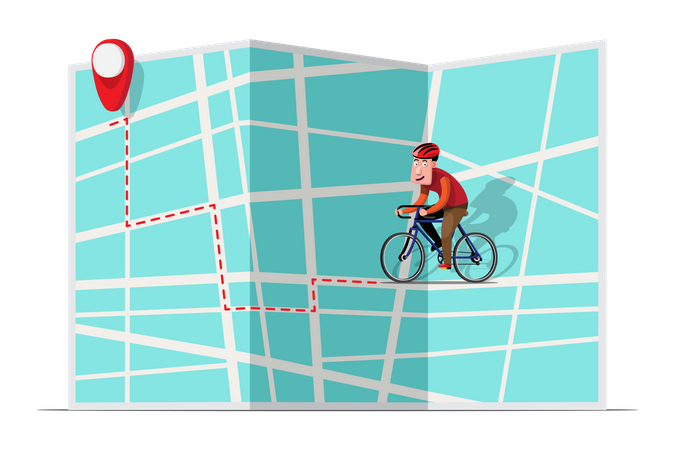 Radfahrer rasen mit ihren Fahrrädern zu ihren Zielen  Illustration