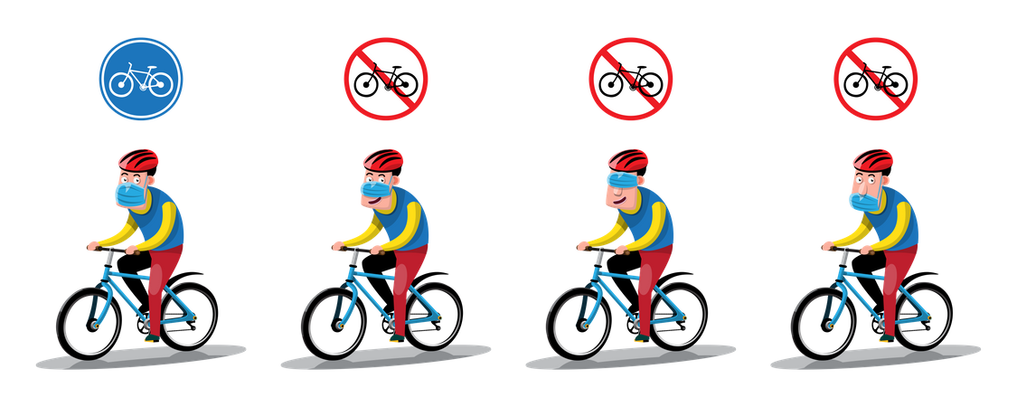 Radfahrer sollten beim Fahrradfahren eine Maske tragen  Illustration