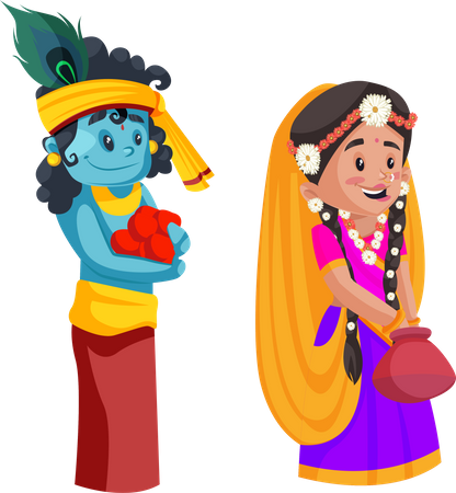 Best Premium Radha and krishna Illustration download in PNG & Vector format