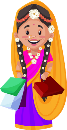 Radha beim Einkaufen  Illustration