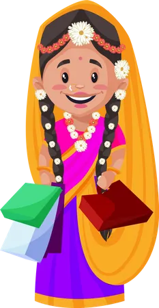 Radha beim Einkaufen  Illustration