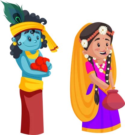 Radha e Krishna  Ilustração