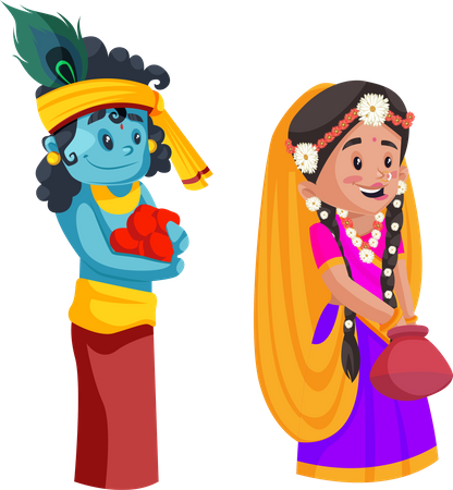 Radha e Krishna  Ilustração