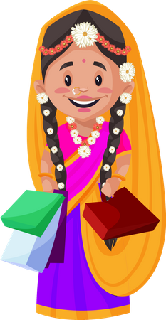 Radha haciendo compras  Ilustración