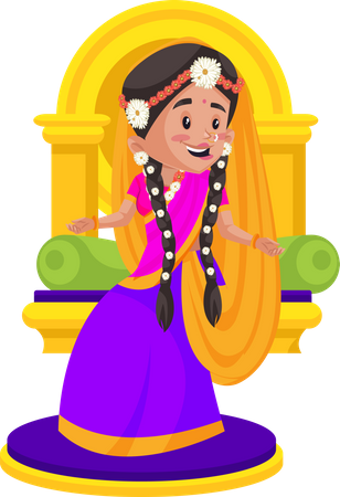 Radha sitting on throne  Illustration