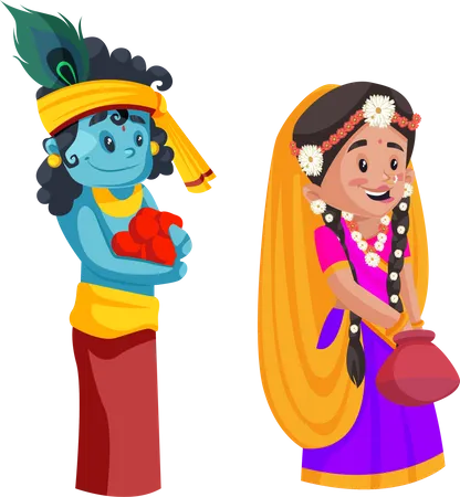 Radha y Krishna  Ilustración