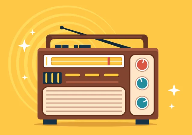 World Radio Day On February 13 Of Idea For Landing Page Template Banner And Poster In Flat Style Cartoon Background Hand Drawn Illustration Illustration