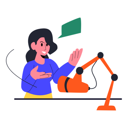 Radio jockey haciendo podcasting  Ilustración