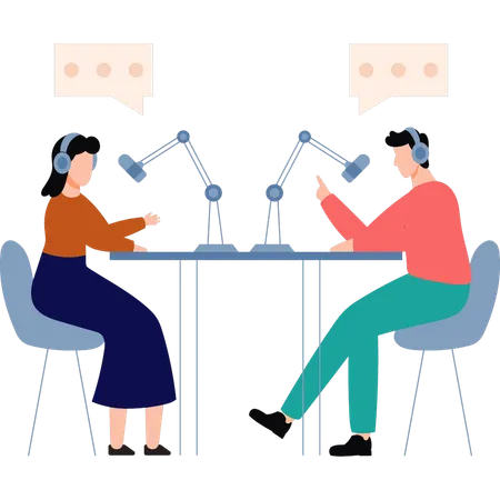 Radio jockey is taking interview  Illustration
