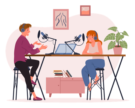 Radio podcasting  Illustration