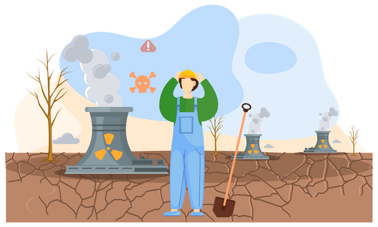 Radioactive materials polluting earth surface  Illustration