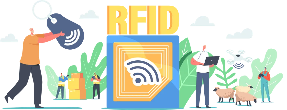 RFID-Tag-Technologie (Radio Frequency Identification)  Illustration