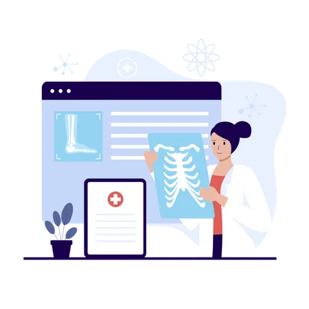 Radiologist checking x ray  Illustration