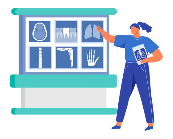 Radiologist doing x-ray analysis  Illustration