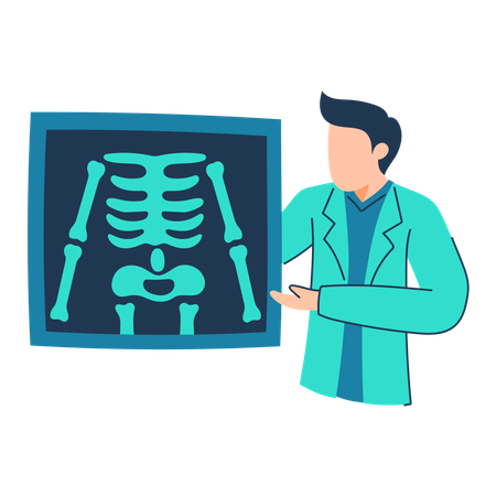 Radiologist is reading x-ray result  Illustration