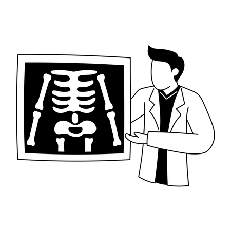 Radiologist is reading x-ray result  Illustration