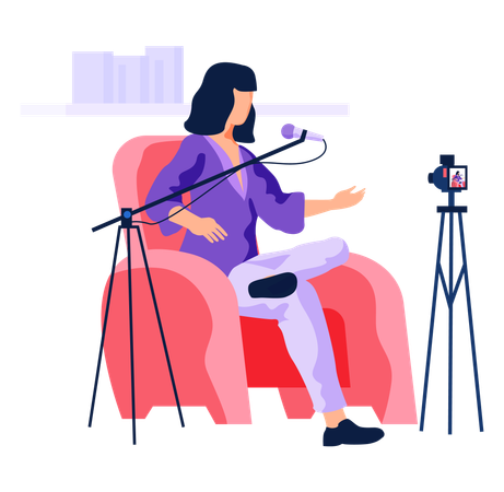 Radiomoderator nimmt Video-Podcast auf  Illustration
