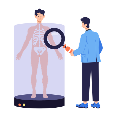 Varredura de radioscopia realizada por médico  Ilustração