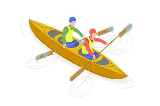 Competição esportiva de rafting  Ilustração