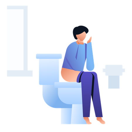 Ragazza che fa defecare nella toilette  Illustration