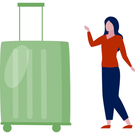 Ragazza che indica la borsa da viaggio  Illustration