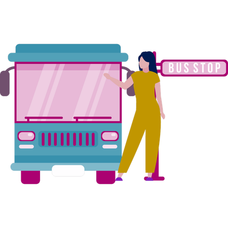 Ragazza che racconta della fermata dell'autobus  Illustration