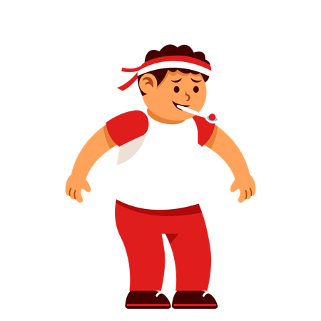 Ragazzo che gioca al gioco del cucchiaio di limone  Illustration