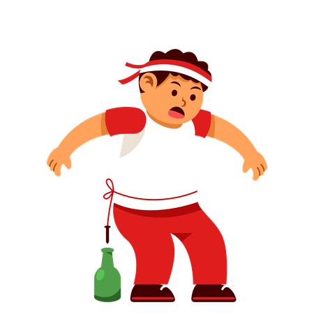 Ragazzo che gioca al gioco della bottiglia  Illustration