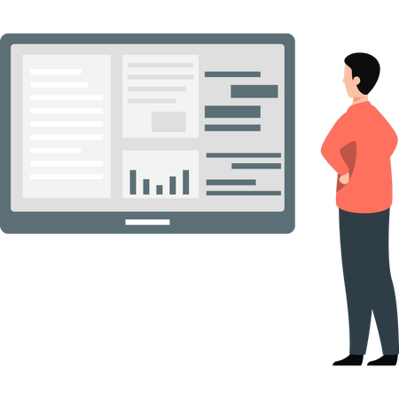 Ragazzo che guarda il diagramma di Gantt  Illustration