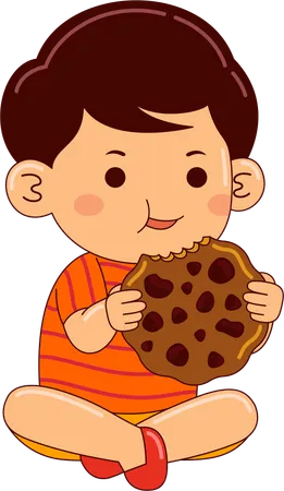 Ragazzo che mangia i biscotti  Illustration