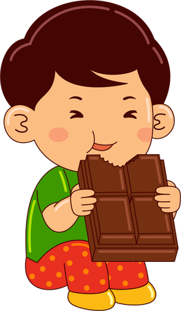 Ragazzo che mangia cioccolato  Illustration