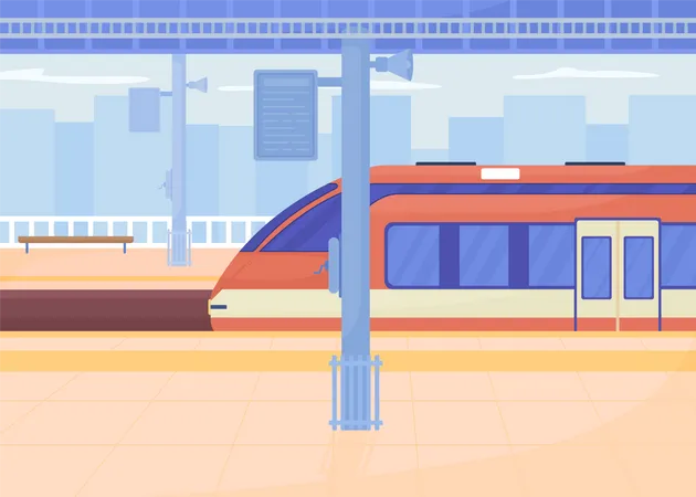 Railroad station platform Illustration