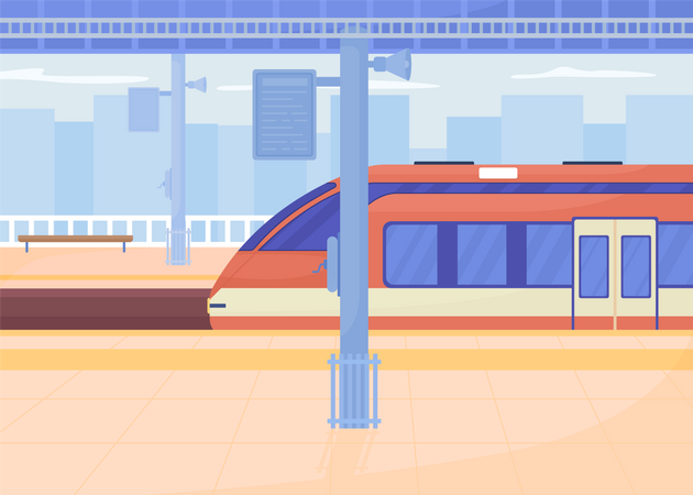 Railroad station platform  Illustration