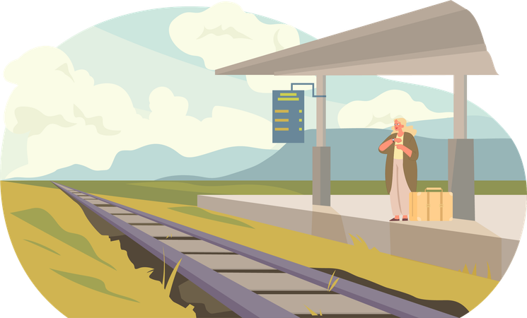 Railway platform  Illustration